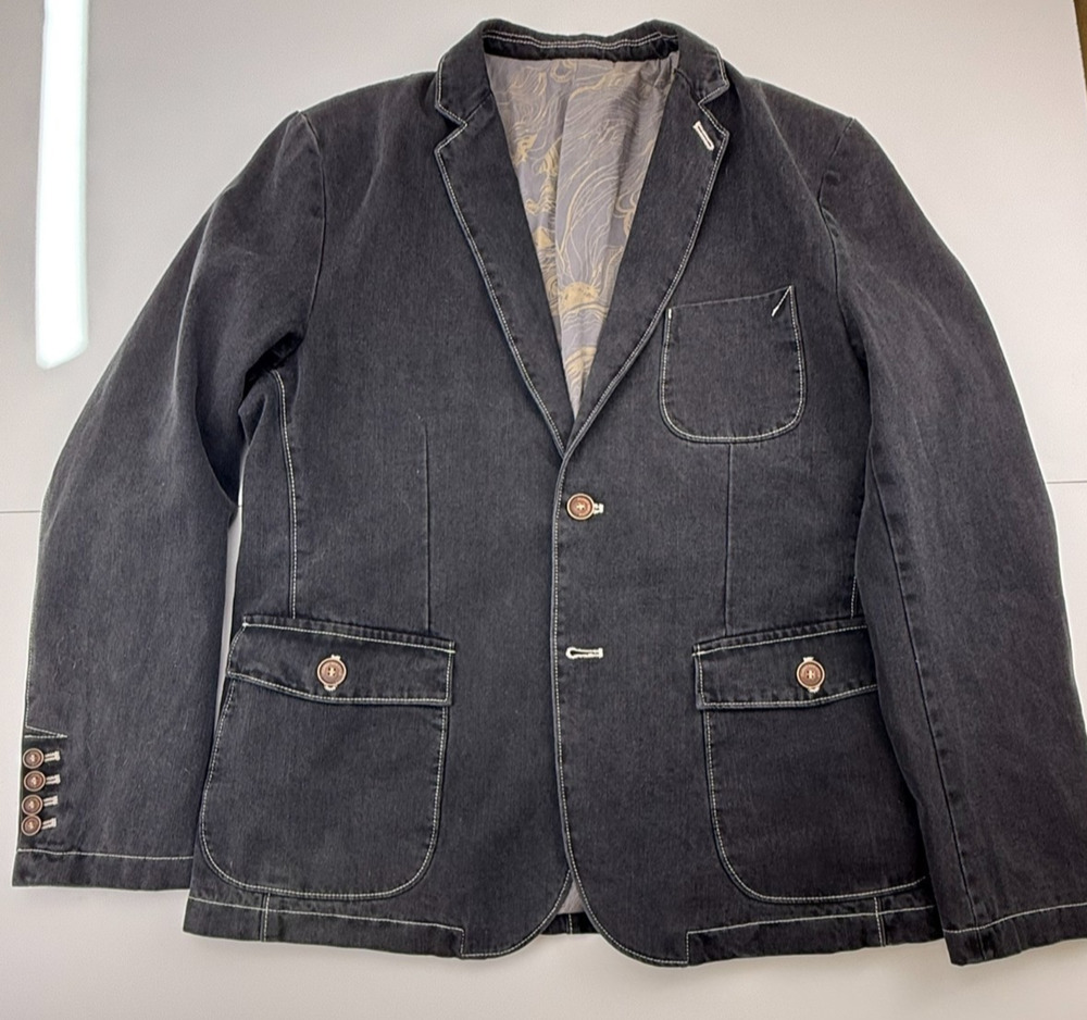Foochiger Original Hoovogue Men's Denim Blazer Jacket Contrast Stitch Aprox. L